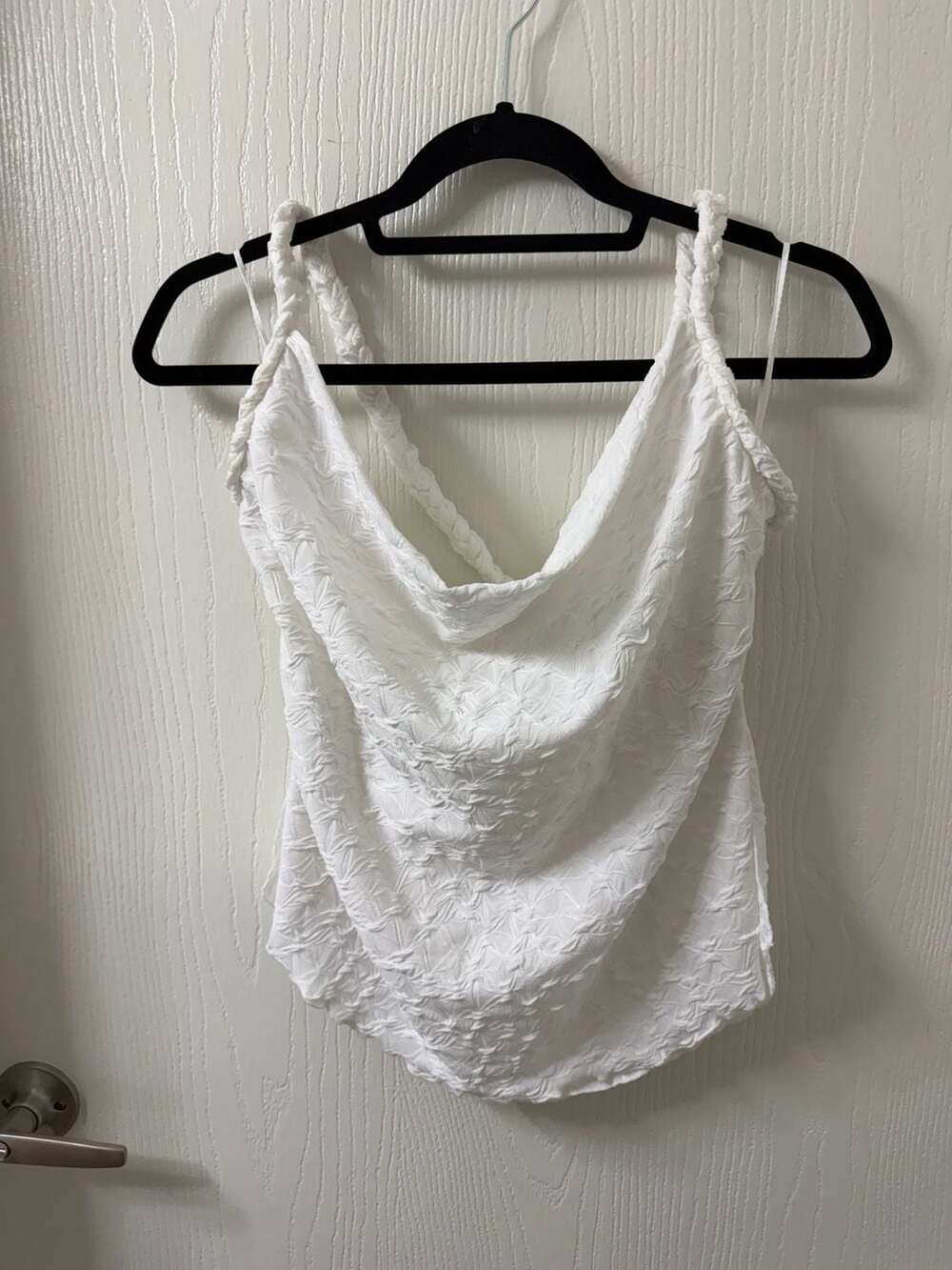 Free People Mykonos Textured White Tank Top With Braided Crossback Straps